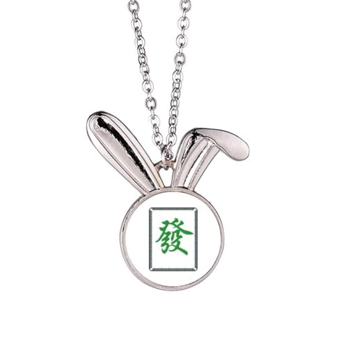 Collier lapin vert Mahjong pendentif géométrique aux finitions artisanales