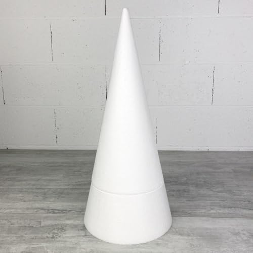 Lealoo Cone 50 cm, Présentoir Polystyrène Plein en 2 Parties, Diam. de Base 22,50 cm, Styropor...