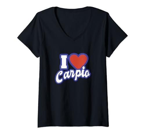 Damen Ich liebe Carpio T-Shirt mit V-Ausschnitt für 16,99 EUR bei amazon.de Bild: Damen Ich liebe Carpio T-Shirt mit V-Ausschnitt für 16,99 EUR bei amazon.de