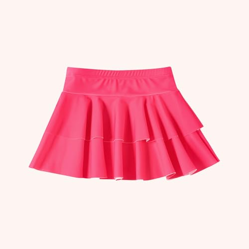Image of DREAM BUS Toddler Girls One Piece Criss-Cross Straps Swimsuits with Tiered Ruffle Skirt Girls Bathing Suit Summer Swimwear
