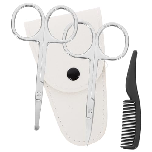 Didiseaon Men's Nose Hair Trimmer Kit 4pc Stainless Steel Scissors Set for Beard Eyebrow Precision Trimming
