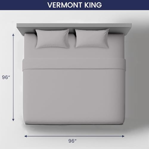 Image of SGI Bedding 96 inch W x96 L 4Pc Vermont King Sheet Set 100% Egyptian Cotton - 600 Thread Count, Fits 12 inch Deep Pocket - Soft Breathable Oversized Sheets, for Extra Large Beds - Light Grey