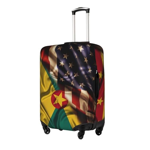 Travel Luggage Cover Combined Grenada And Usa Flag Fashion Washable Baggage Suitcase Protector Fit For Luggage X-Large2
