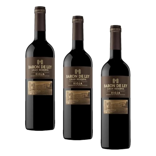 Baron de Ley Gran Reserva, Vino tinto DOC Rioja, Variedad Tempranillo, Elegante y Clásico, Botella 750 ml (Paquete de 3)