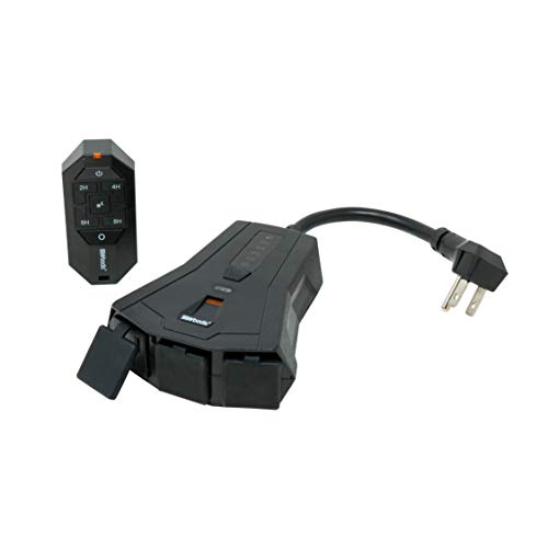 Southwire Woods Outdoor Lighting Timer with Remote Control Countdown - 3 Grounded Outlets - Convenient Lighting Controller - Weatherproof Remote Outlet - Black by Woods - Used condition - US$10.58