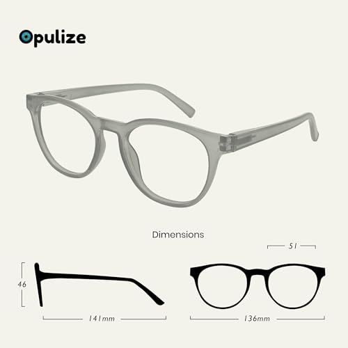 Image of OPULIZE BLU Blue Light Blocking Reading Glasses for Women Men, Cool Round Frame with Anti-Glare Computer and Gaming Eyewear, UV and Eyestrain Protection, Ice +1.00 (Pack of 1)