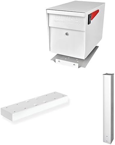 Mail Boss X2 In-Ground Mount Combo Kit Locking Metal Standard Mailbox - Alpine White