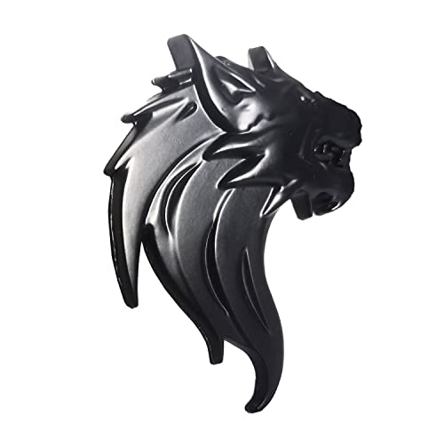 Image of Black Wolf Head Emblem Wolf Head Badge Sticker Compatiable with Cars and Motorcycles 2 Pieces Left and Right Metal