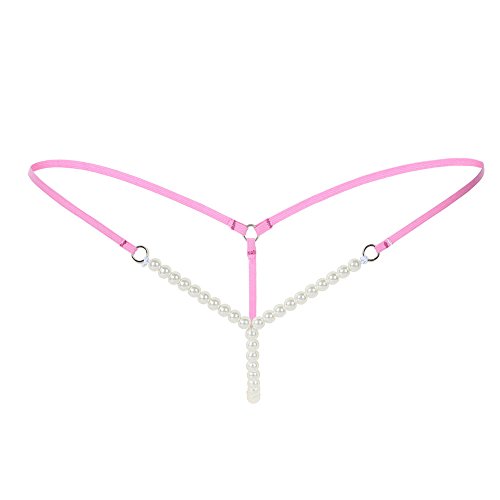 Generisch 2025 ropa interior estable G-string mujeres cintura baja medias perla ropa interior mujer lencería tallas grandes, Rosa intenso., talla única