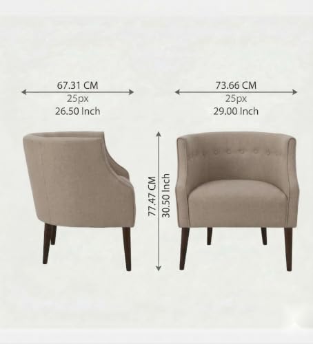 Image of Velum 3 Seater Sofa for Living Room & Office | Premium Fabric Upholstery | Solid Wood Frame | Comfortable Seating | 3 Years Warranty (Beige, Chair)