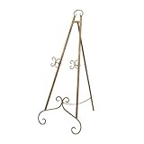 Deco 79 Metal Scroll Large Free Standing Adjustable Display Stand Easel with Chain Support, 22' x 21' x 46', Gold