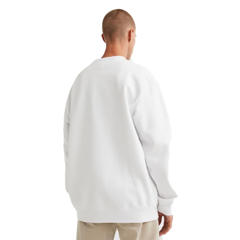 Image of DROBE Cotton Blend Round Neck Solid Sweatshirt for Men