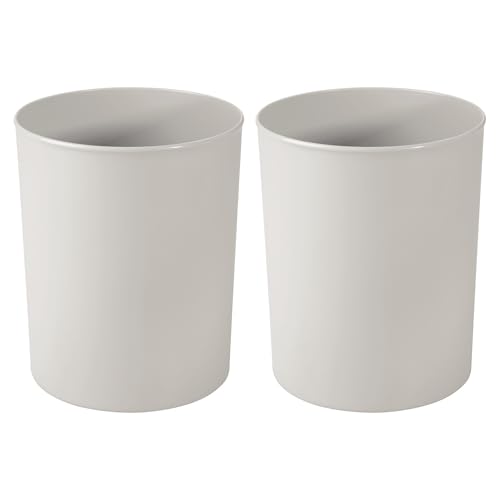 Set de 2 canecas de basura redondas de plástico gris claro