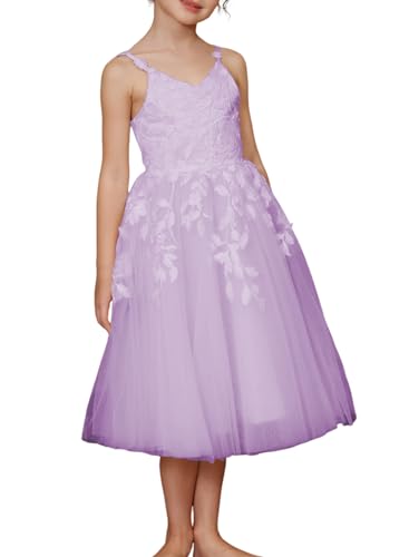 Summer Spaghetti Strap Flower Girls Dress Short Wedding Party Dresses V-Neck Lace Backless Evening Dance Gown