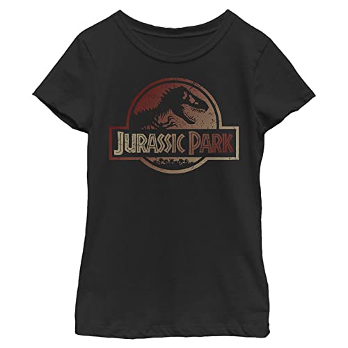Jurassic Park Little, Big Colored Logo-Red Girls Short Sleeve Tee Shirt