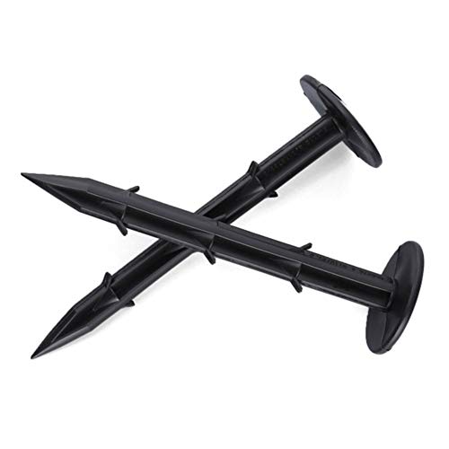 Alapaste 100pack Garden Pegs Anchors Mulch Pegs, Rustproof Plastic Yard Pegs Barbed Stakes Rod Nail for Fixing Weed Mat and Tents,Black (4.3in) - Thumbnail 2