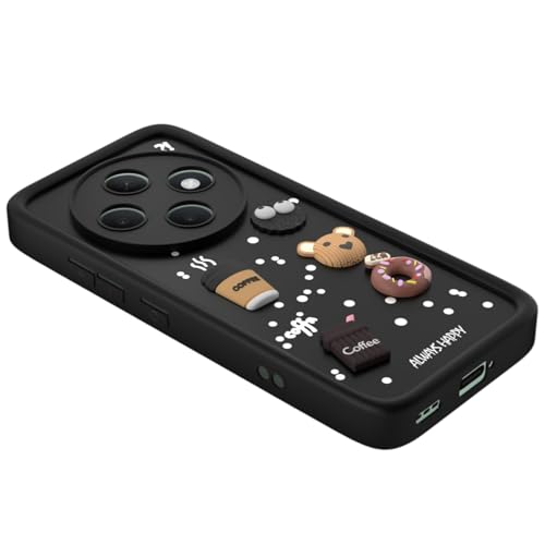 Image of Bintage CASE Cute Fun Taddy Cartoon 3D Ball Bear Milk Cake Coffee Silicon Case Full Body & Camera Protection Back Cover Compatible for Oppo F31 Pro 5G - Black