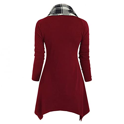 Briskorry Gothic kleding dames lange mouwen hoodie punk pullover stapelkraag tops bovenstuk raster patchwork capuchontrui knopen onregelmatig sweatshirt lange mouwen - Image 6