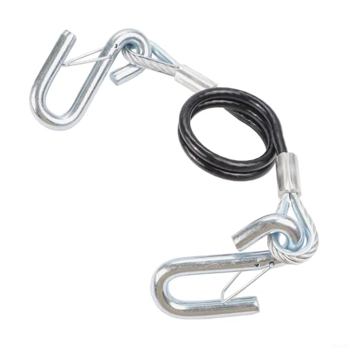 Besttoolifes Fune di traino di sicurezza per rimorchio, cavo a molla in acciaio zincato ad alta resistenza con gancio a S, capacità 1587,6 kg, estensione da 60 cm per camper e rimorchi (A)