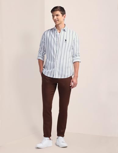 Image of U.S. Polo ASSN. Striped Regular Fit Cotton Shirts for Men - 100% Cotton, Full Sleeve Mens Casual Shirts