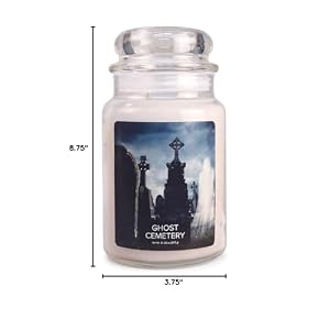 Village Candle Ghost Cemetery Large Glass Apothecary Jar, Scented Candle, 21.25 oz., White Village Candle Ghost Cemetery Large Glass Apothecary Jar Scented Candle 2125 oz White
