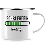 JUNIWORDS Emaille-Tasse, Rohrlegerin loading, Silberner Tassenrand (6213691)