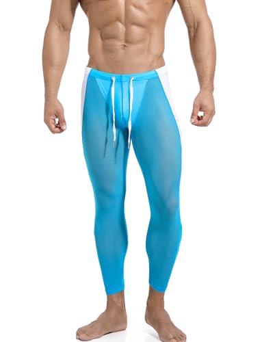 FEOYA Men's Mesh Yoga Pants See Through Tight Leggings with Drastring Stretchy Capris Sports Shapewear Underwear4
