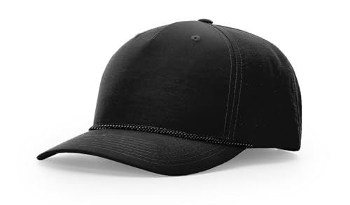 Joe's USA | Richardson 355 Laser Perf Performance Rope Caps - OSFM - 24 Pack - Black/Black - Grey Rope