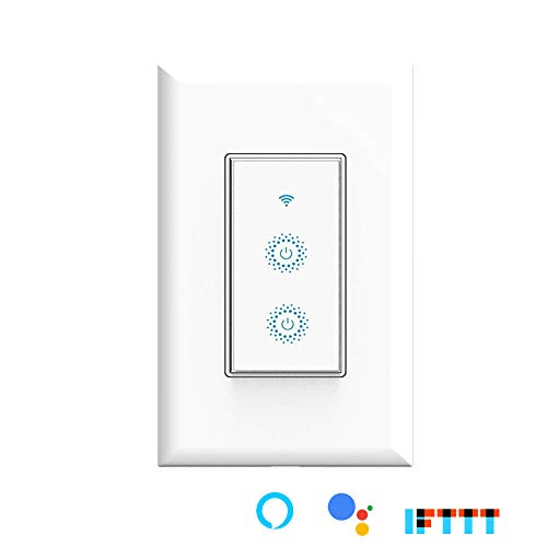 Nexete Smart Wi-Fi Double Light Switch, 2 in1 Single Pole Switch Compatible