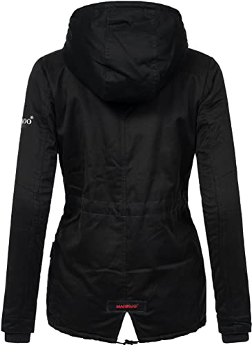 MARIKOO Damen warme Winterjacke mit kuscheliger verstellbarer Kapuze Manolya Schwarz Gr. M