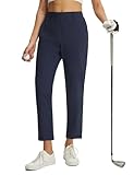 baleaf Women's Golf Pants Stretch Travel Casual Work Business Petite Ankle Slacks Dressy Pockets Lightweight Navy Blue M