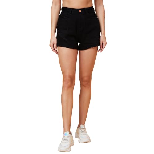 Image of Globus Women White Regular Fit Denim Shorts-3633776001