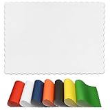 Paper Placemats for Dining Table – Disposable Scalloped Edges Blank Table Mats Great for Parties and Christmas Table Decorations 10'x14' 50 Pack (White)
