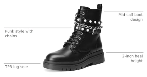 Image of DREAM PAIRS Women's Combat Boots Lace Up Ankle Booties Shoes