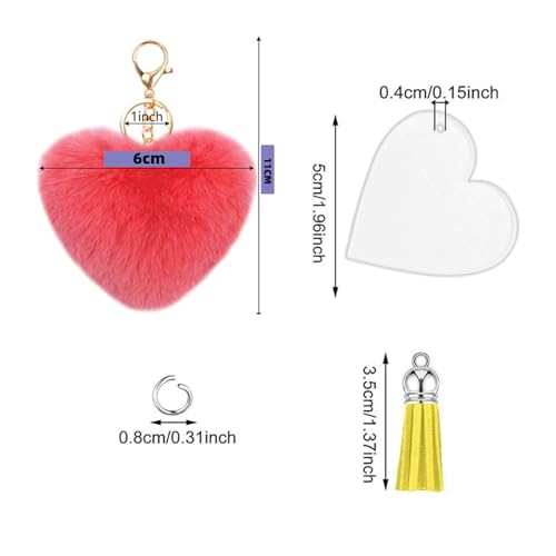 Porte-clés colorés en forme de cœur BetterJonny lot de 72 pièces pour création bricolage - 8