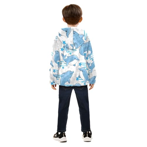 Image of Aflyko Boys Fleece Coat Blue Zip-Up Hoodie Girls Outerwear Kids Hooded Jacket 3-10T