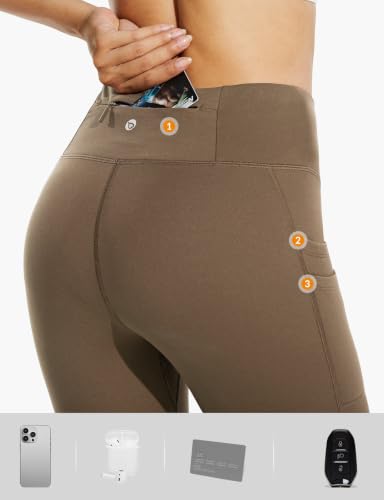 Image of baleaf Women's Fleece Lined Leggings Thermal Warm Winter Tights | 25 inch /27 inch, Water Resistant, Pockets, Running, Hiking, Yoga, Skiing, Travel, for Cold Weather, Leggings for Women