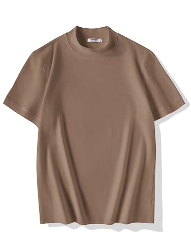 Image of COOFANDY Mens Mock Turtleneck Shirts Casual Premium Cotton Short Sleeve Shirt Basic Half Neck T-Shirts
