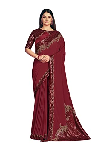 Satin-Bluse 2477, indische Frau, Sari, Hochzeit, Cocktail-Party, mit Pailletten und Stickerei, Rot Cover