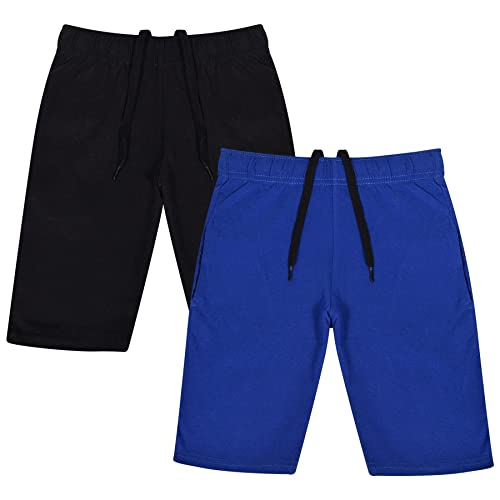 Pantalones cortos negros y azules para niños de 5 a 6 años pack de 2 de algodón
