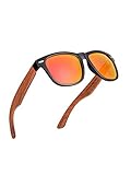 Die Sonnenbrille erscheint im klassischen Design , allerdings mit Holzbügeln aus Bambus , die der Brille etwas Originelles geben.