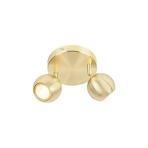 Qazqa - Modern Retro RundSpot I Spotlight I Deckenspot I Deckenstrahler I Strahler I Lampe I Leuchte Messing Cover