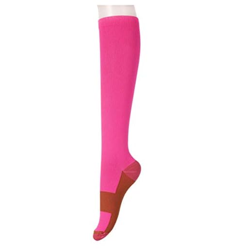 3 Pares de Calcetines de Compresión de Cobre Unisex Mujeres Hombres Alivio Antifatiga Rodilla Alta Baja 15-20Mmhg Graduada Rosa X Grande