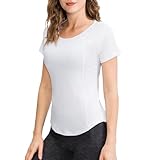 [Sillictor] スポーツシャツ 半袖 レディース ヨガウェア トレーニング tシャツ ラッシュガード アクティブ トップス ドライシャツ UVカット 【冷感通気＆速乾防臭】 02216wh-M