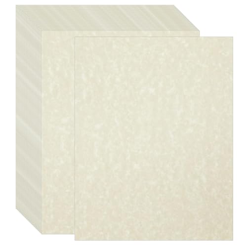 Acidea 100 Sheets Printed Parchment Paper 180GSM Thickened A4 Creamy White Blank Certificate Printing Paper Ivory Antique Textured Double Side Printing Parchment Papers for Writing Resume Diploma