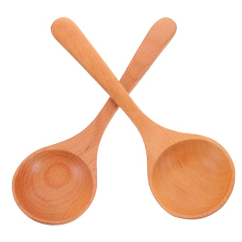 Unomor 2pcs Large Spoon Set Salad Spoon Small Soup Spoon Decorative Food Spoon Ramen Spoons Soup Spoons Simple Dinner Spoon Colander Asian Soup Spoon Chinese Spoons Replaceable Spoon Wood