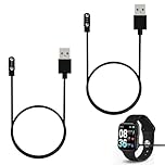 Bansusu 2 Pcs 60cm Smart Watch Charger Magnetic 2 Pin 2.84mm Magnetic Charging Cable Magnet Charging USB Cables Universal Smartwatch Charger For YAMAY Willful Letsfit Etc Black
