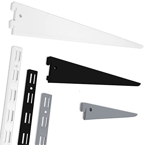 ib style® Lot de 2 Consoles pour crémaillères | Fixation Murale pas de 50 mm | double | 22cm argenté mat Cover