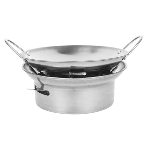 BRIGHTFUFU Stainless Steel Wok Pan Cooking Pot Portable Kitchen Cooking Pot for Camping Stew Pot Korean Cooking