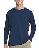 ECENOKL Men's Sun Protection Shirts Swim Shirts UPF 50+ UV Long Sleeve Rash Guard Fishing Running Shirts Quick Dry 012-Dark Blue-M